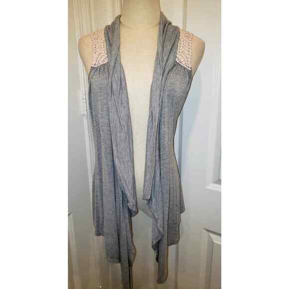 Nordstrom Drape Crochet Top Women Size Small Grey & White - Picture 1 of 4
